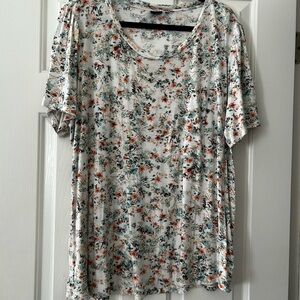 Kaari Blue Floral Print Women's Top Size 2X